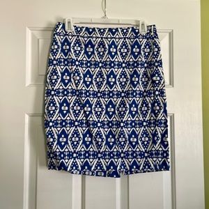 J. Crew Factory Blue and White Pencil Skirt